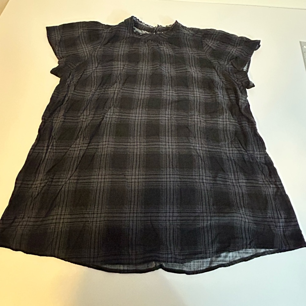 torrid Black Gray Plaid Flutter Sleeve Tunic